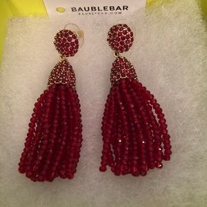Red tassel Baublebar earrings